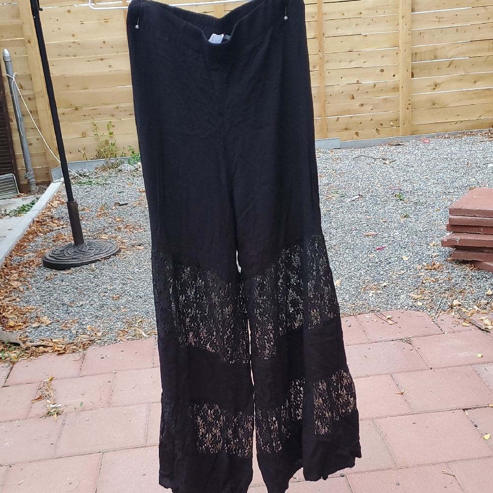 EARTHBOUND Black Lace Wide Leg Pants